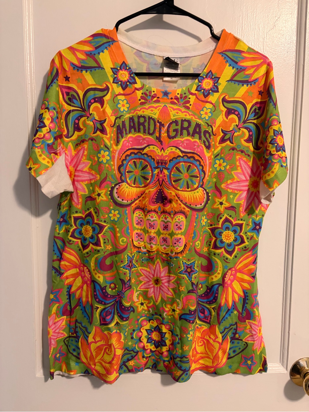 Mardi Gras Neon Skull Short Sleeve Tee